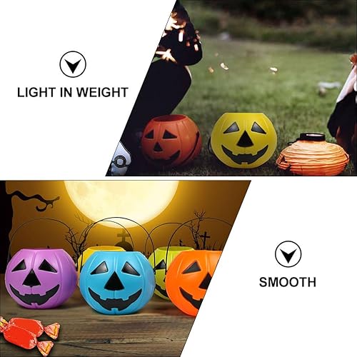 Miniatura 7 de UPKOCH 3 cubos de calabaza de Halloween portátil de plástico para dulces, cubo de dulce o truco con asa para suministros de fiesta de Halloween