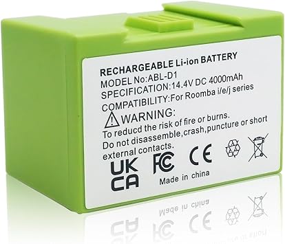 Upgraded 4000mAh ABL-D1 Battery Compatible for iRobot Roomba i7 i7+ j7 j7+ 7150 7158 7556 7558 i3 i3+ i4 i4+ i8 i8+ and e5 e6 5150 6198 Replacement Battery for Roomba i and e and j Series