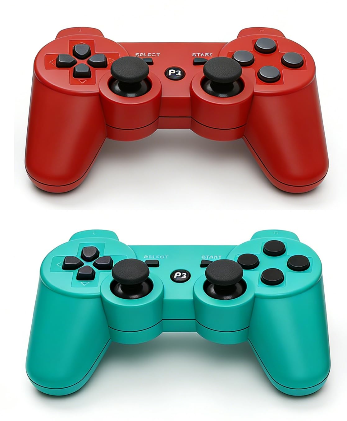 ＲＵＥＩＵＲＩ PS-3 Controller 2 Pack [2025 NEWEST] PS-3 Wireless Controller Playstation 3 Controller Wireless Bluetooth Gamepad with USB Charger Cable for PS-3 Console (Red+Green)
