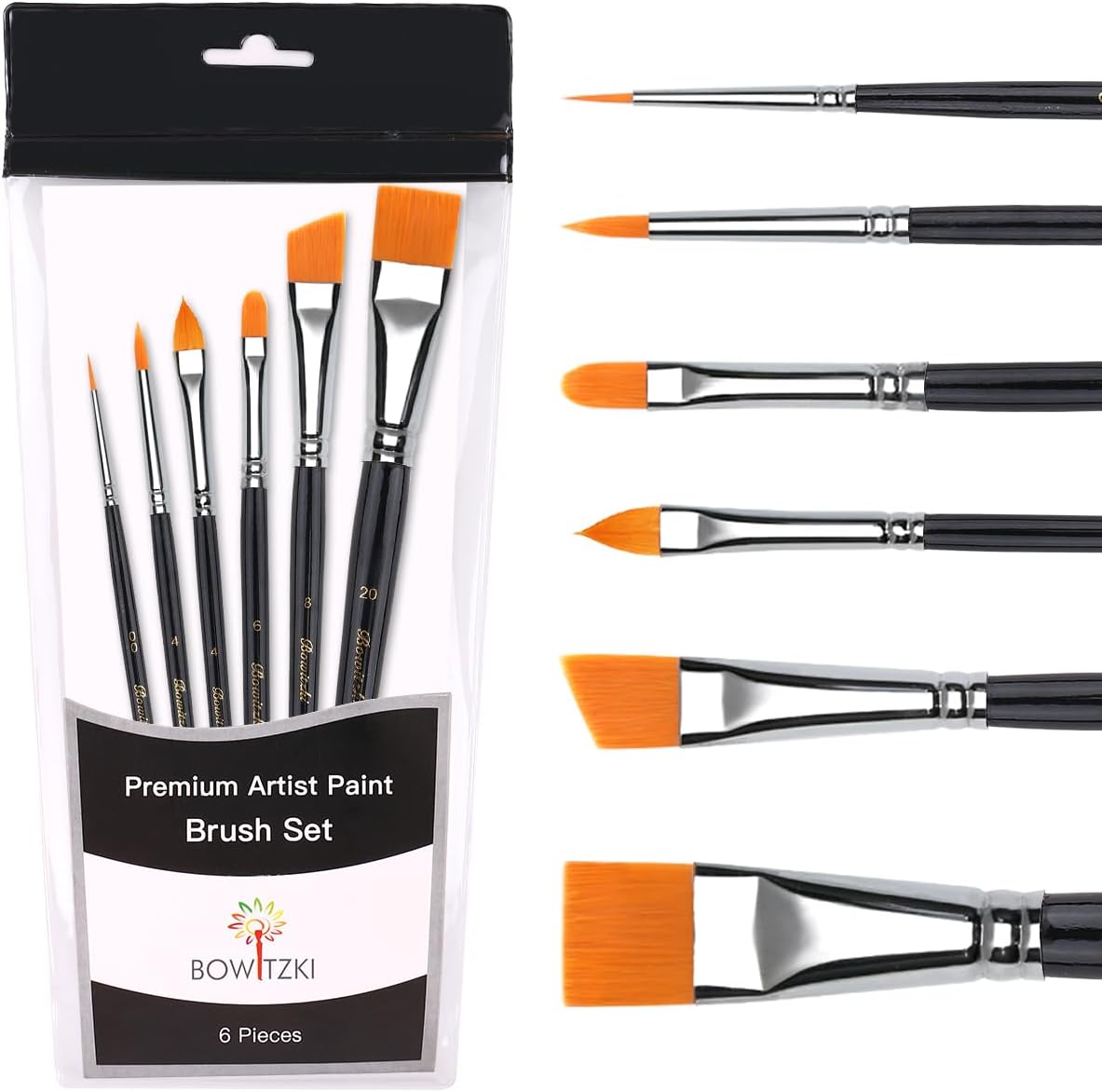 Face Paint Brush Set, 6pcs Artist Brushes for Body Face Painting,Acrylic Painting Watercolor Oil Gouache
