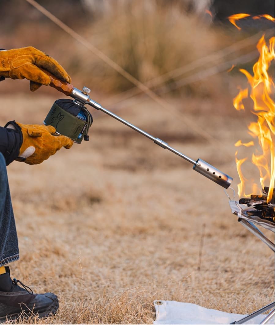 Detachable Outdoor Butane Torch with Long Handle – Portable Camping, BBQ, and Weed Burner, Compatible with Removable Fuel Canisters, Multipurpose Flame Gun