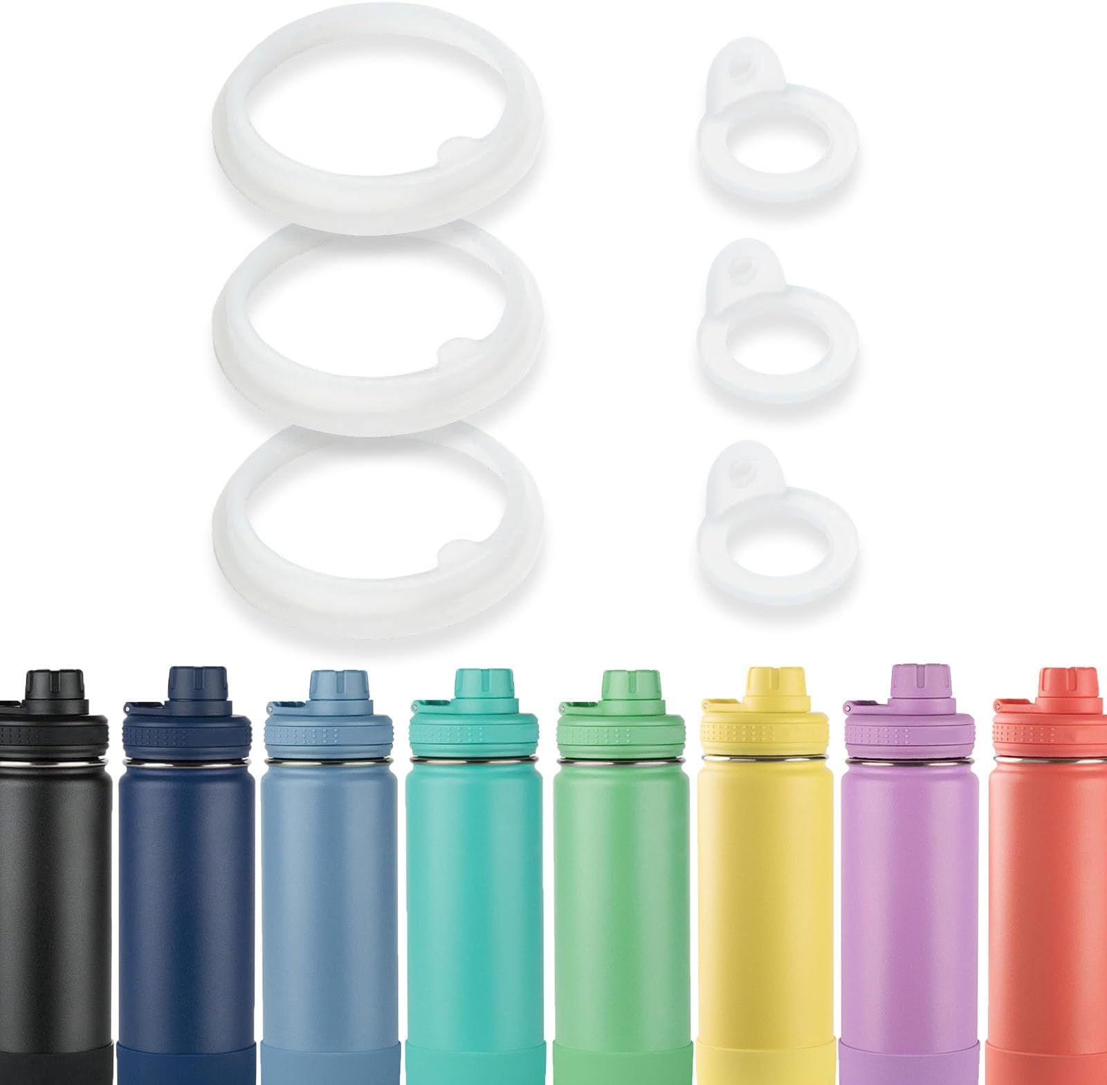 BOSORIO 6pcs Gaskets Compatible with TAKEYA Actives 18oz 22oz 24oz 32oz 40oz Water Bottle, Replacement Rubber Seal Part for Spout Lid(Not for TAKEYA Originals)