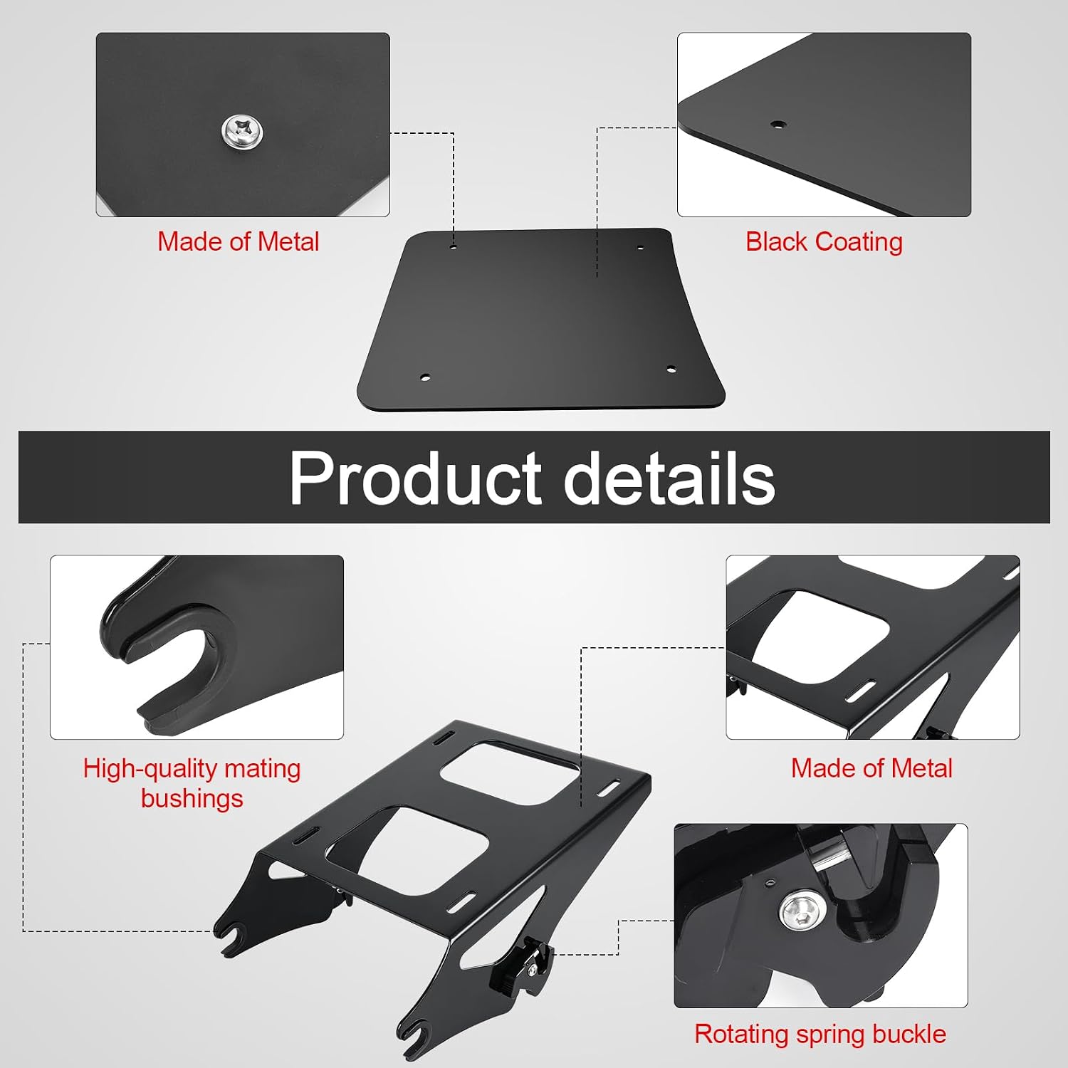 Tour Pack Mount Bracket with Tour Pack Plate Compatible with Touring CVO Street Glide Road King Road Glide 2014-2025 Electra Glide Standard 2019-2022, Tour Pack Mount Kit