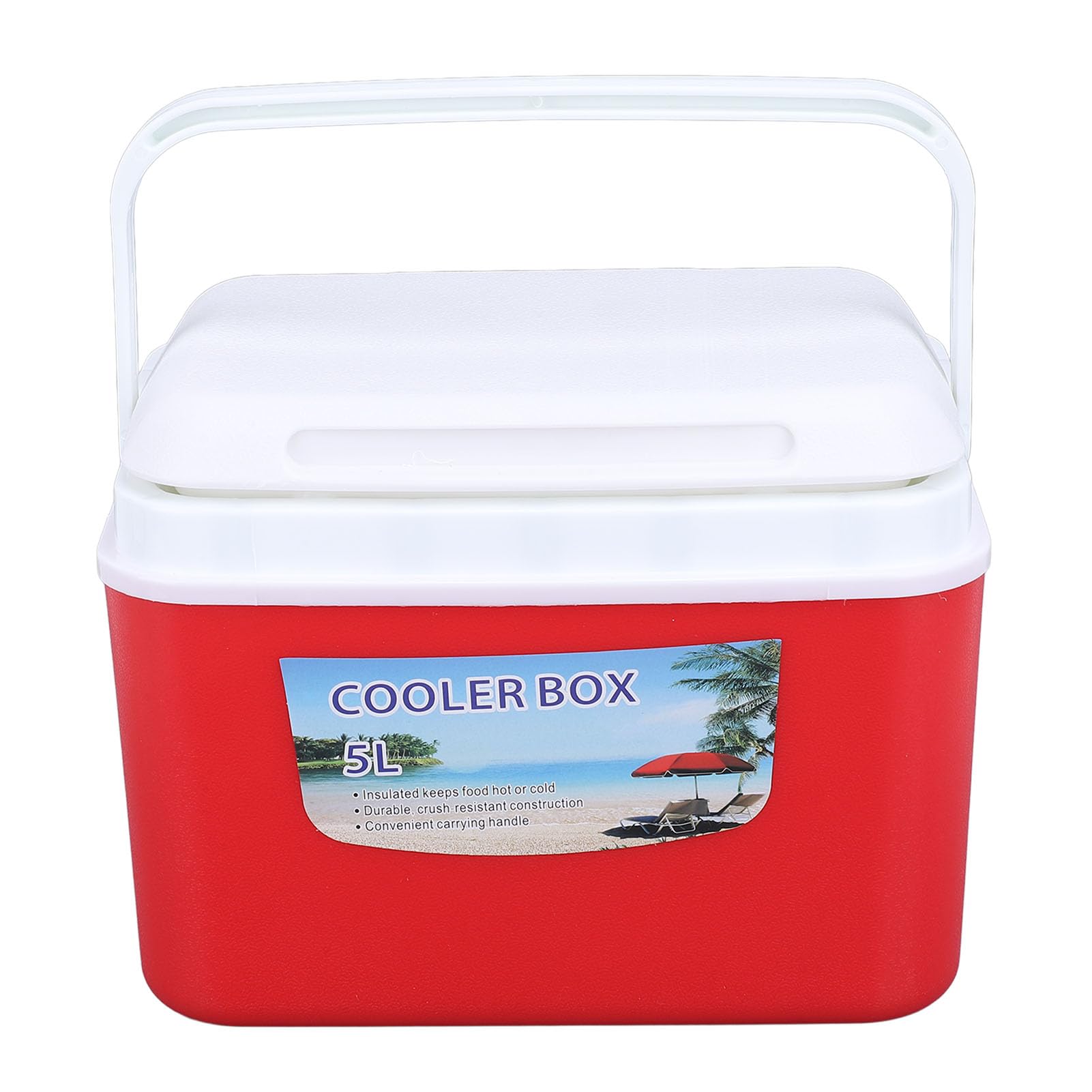 Phefop Portable Cooler Box, 5L Insulated Hard Cooler, for Travel and Outdoor Activities, Large Capacity for Drinks and Food (Red)