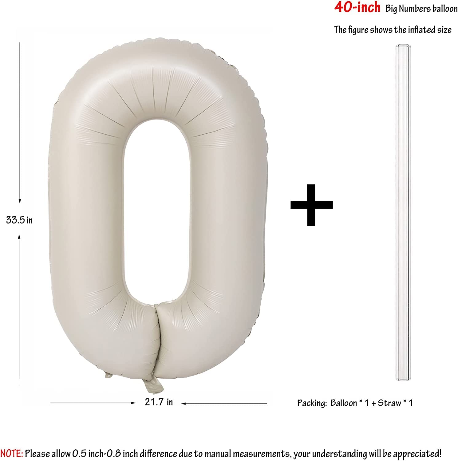 Red 0 balloon 40 Inch Giant Helium Foil Number 0 to 9 Red Balloon Birthday Wedding Party Digital Decorations (Number 0) — view 497