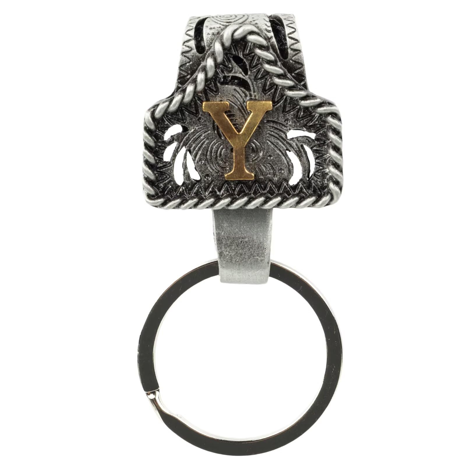XZYLY Vintage Western Cowboy Letter Keychain,Handmade Metal A-Z Initial Key Chain Clip,Personality key holder for Pocket&Bag
