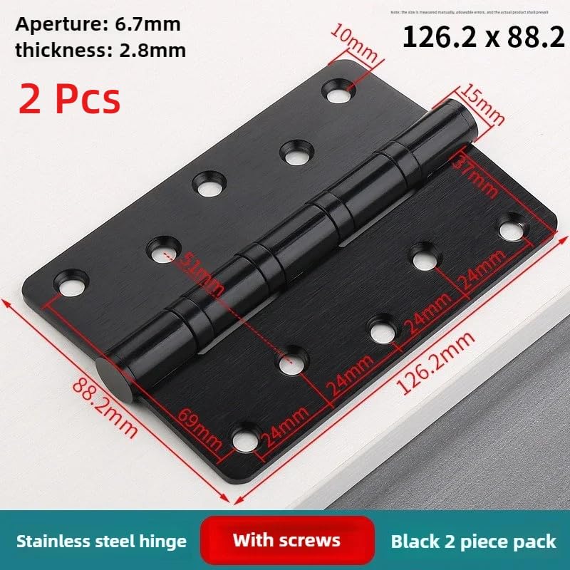 Bisagras Para Puertas Bisagras de puerta 1/1,5/2/2,5/3/3,5/4/5 pulgadas, duraderas, for muebles, hogar, bisagras acero inoxidable, accesorios for gabinetes ventana(126.2x88.2x2.8mm-2pc)
