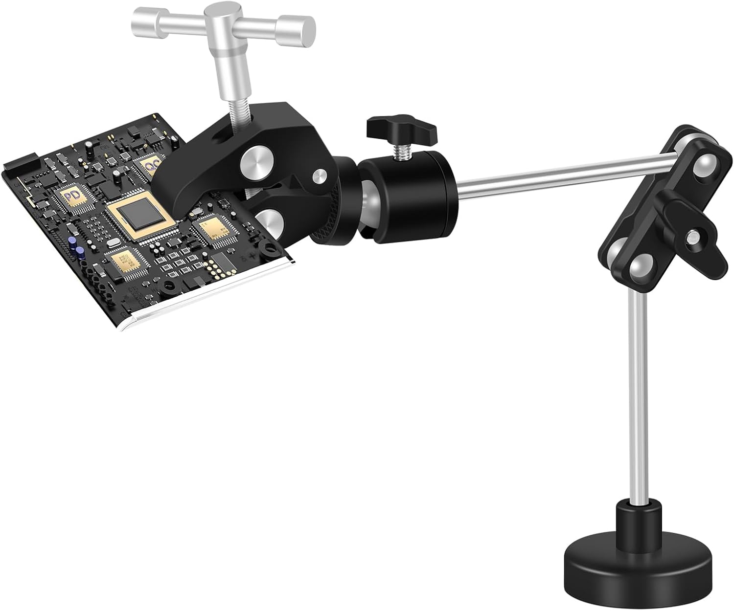 Helping Hands Soldering Magnetic Soldering Clamp with 2.16-inch Jaw Opening, Super Clamp with 1/4 and 3/8 Thread, Flexible Articulating Arms with Clamps, Magnetic PCB Clip for Repairing DIY Work