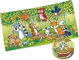 Zauberhandtuch * Waldtiere * als Geschenk oder Mitgebsel  40027  Kinder Mitbringsel Baden Spaß Spiel Handtuch Badehandtuch Wald Tiere