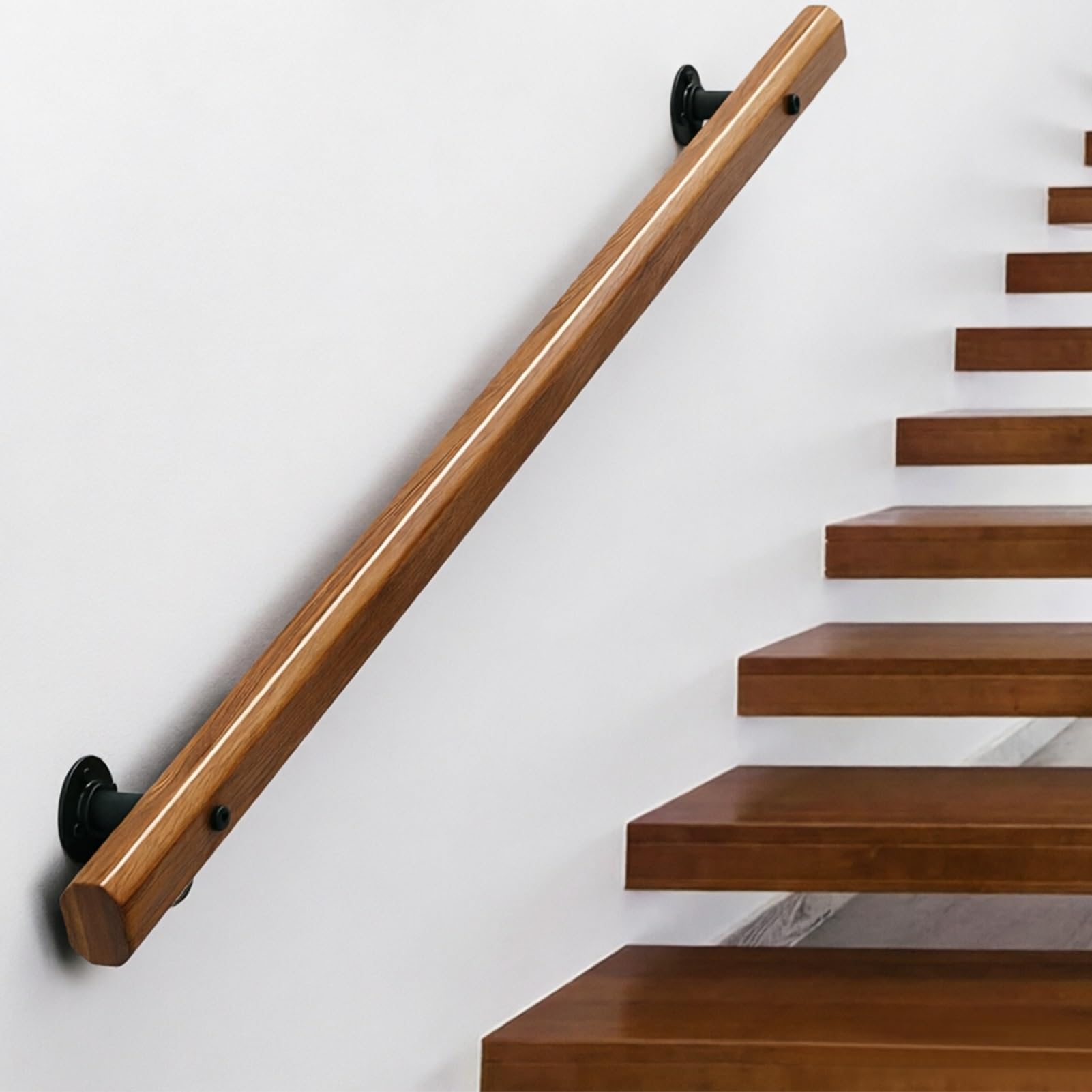 Wooden Handrails for Stairs, Against The Wall Elderly and Children's Safety Grab Bar(15ft/450cm)