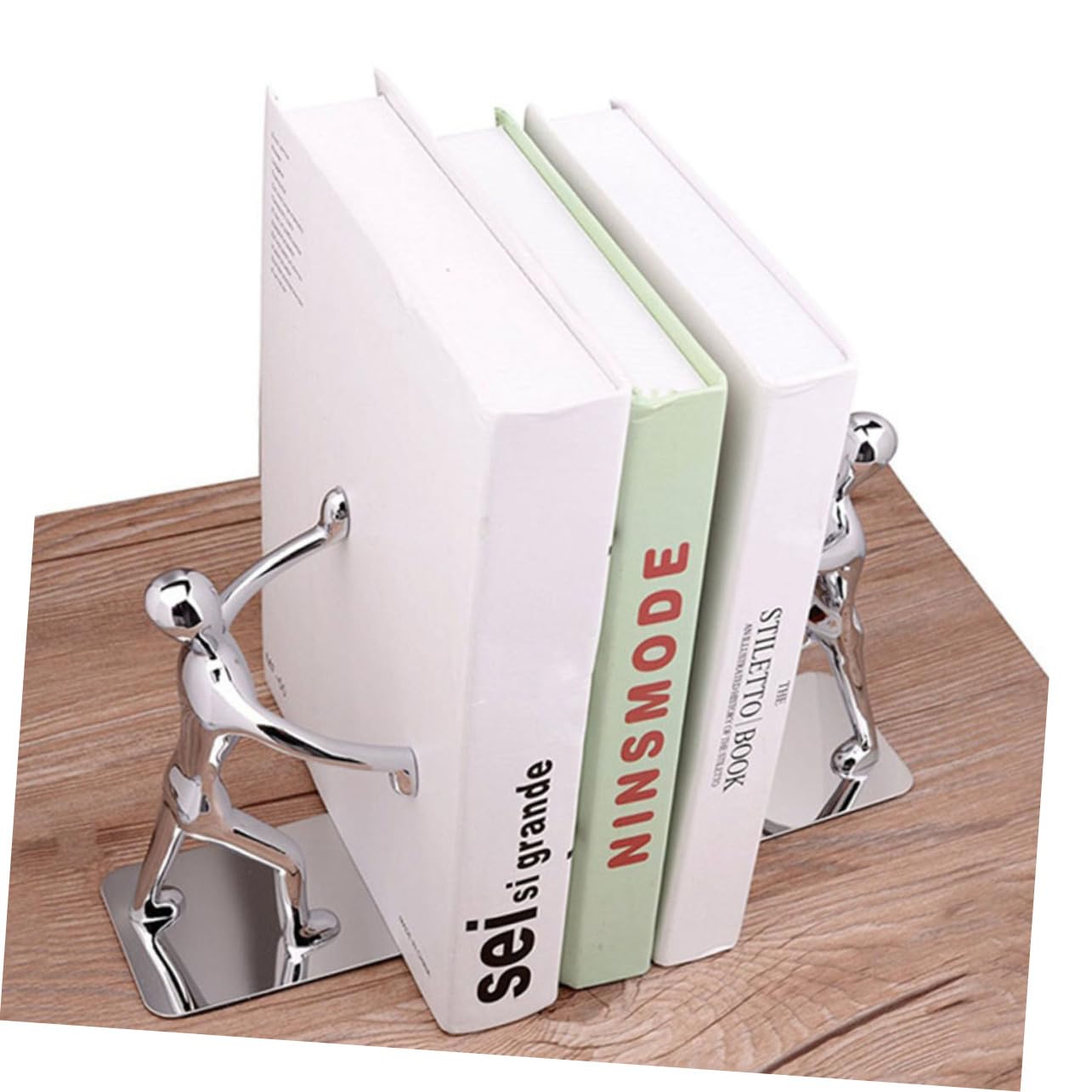 STOBOK 2pezzi Fermacarte Forma di Kung Fu Supporti per Scaffali Antiscivolo per Libri Dvd e Riviste in Metallo Design Contemporaneo per Casa e Ufficio
