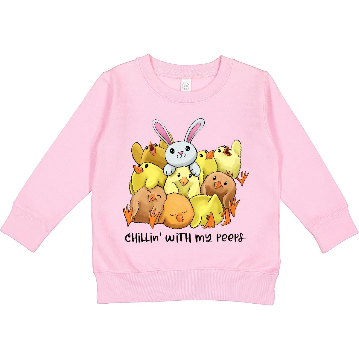 inktastic Chillin' with My Peeps Cute Easter Chicks and Bunny Toddler Sweatshirt 3T Pink 41fc6