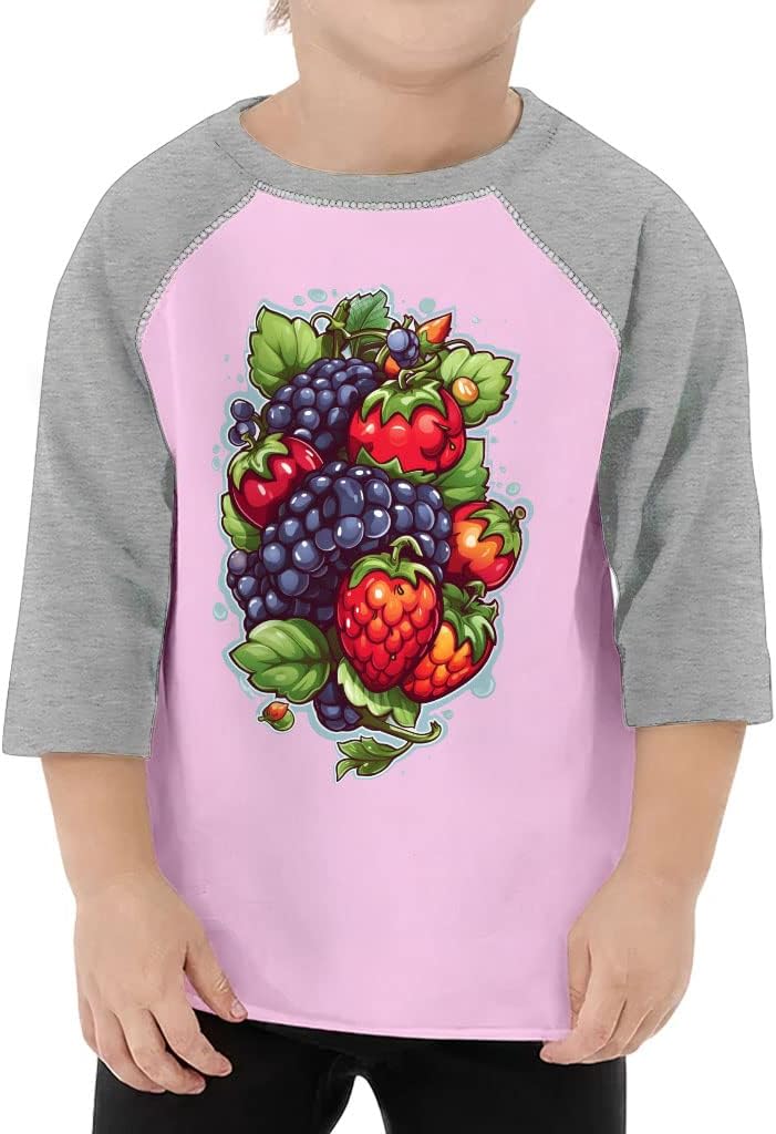 Colorful Toddler Baseball T-Shirt - Unique 3/4 Sleeve T-Shirt - Illustration Kids' Baseball Tee