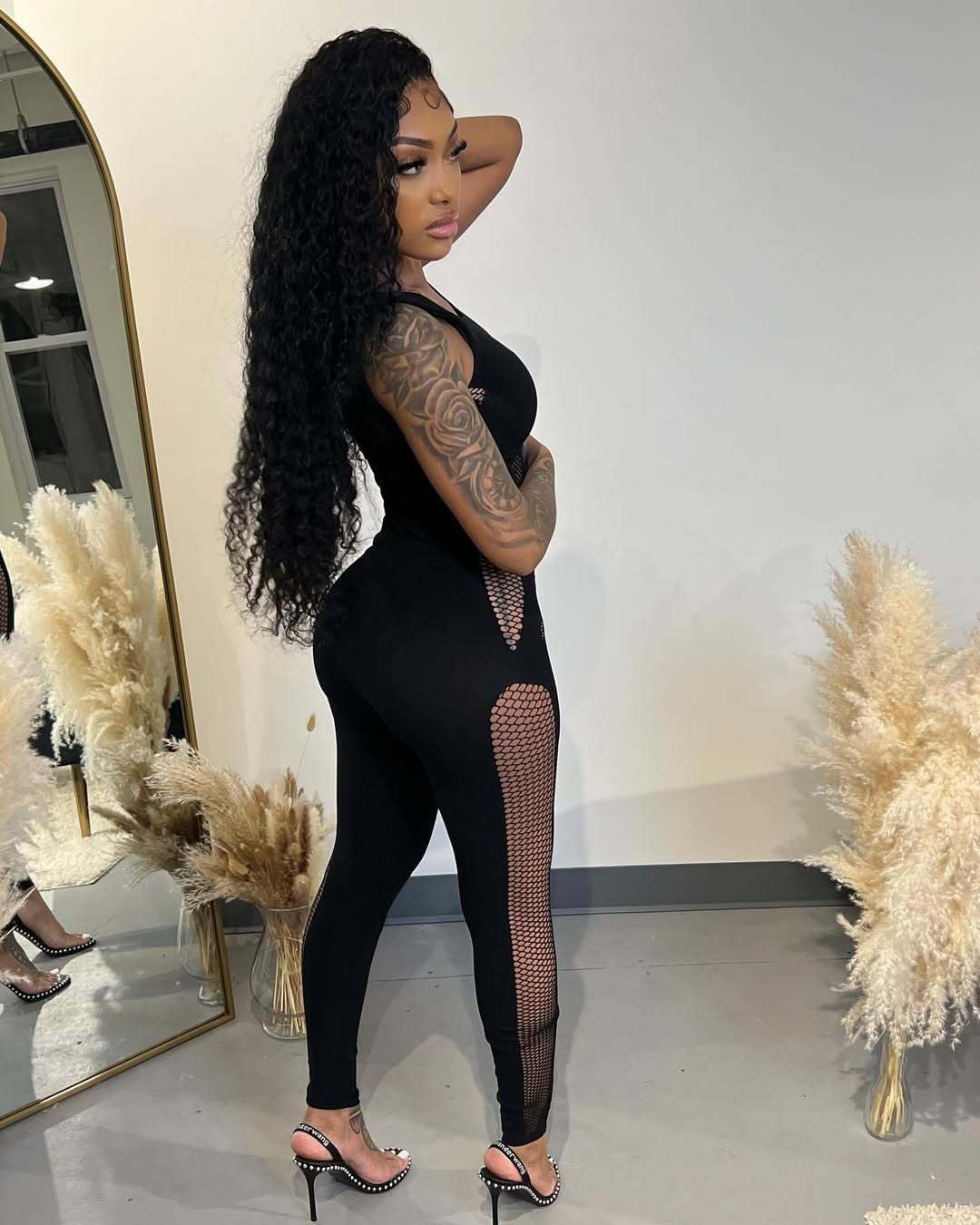 Sexy Jumpsuit for Women Sleeveless Hollow Out Sheer Mesh Jumpsuit Black Pants Romper Club Outfits - Image 5