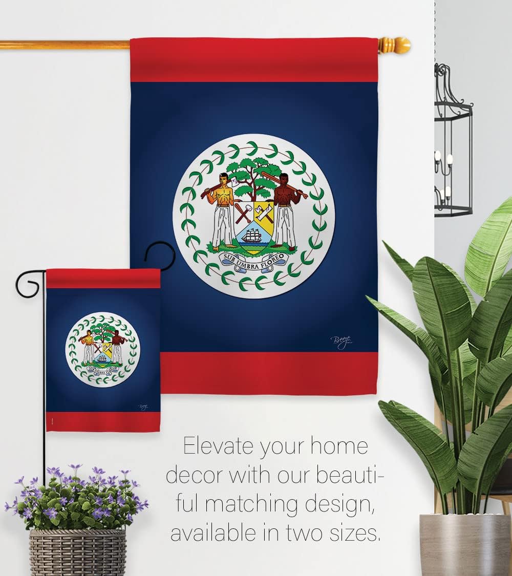 Breeze Decor G158163 Belize Flags of The World Nationality Impressions Decorative Vertical Garden Flag 13" x 18.5" Printed in USA Multi-Color
