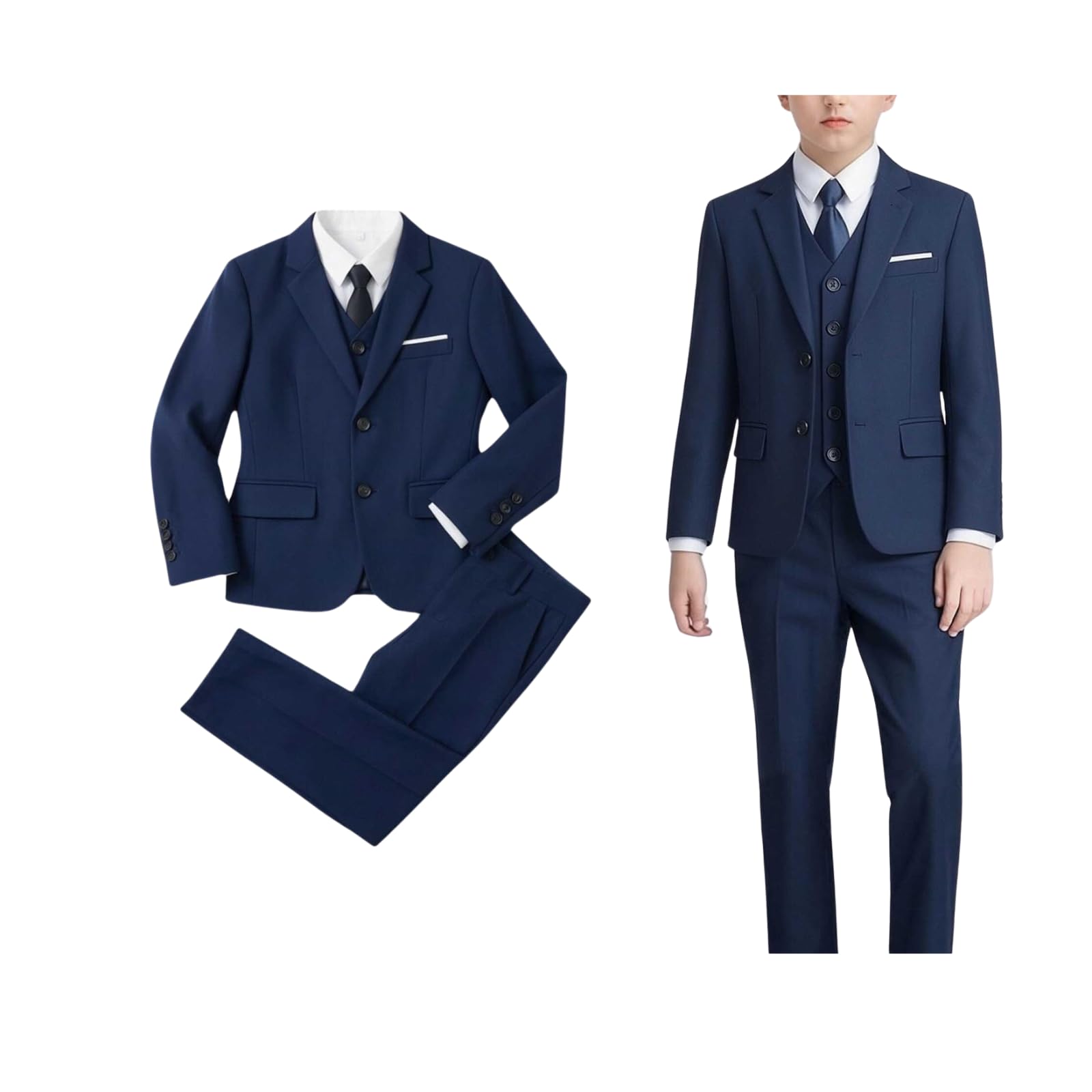 2026 Traje de niño Slim Fit Ring Tirantes, Traje de boda de 3 piezas, chaqueta Tuxedo, chaleco, ropa festiva, traje de esmoquin para niños, ajuste estrecho con chaleco blazer, 4-17 años