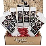 Sillybean Coffee Sampler Gift Basket for Mama Bear or Papa Bear Coffee-Lover | 8 Delicious Fresh Roasted Coffees with Humorous Bear-Themed Names and Labels in Gift Box