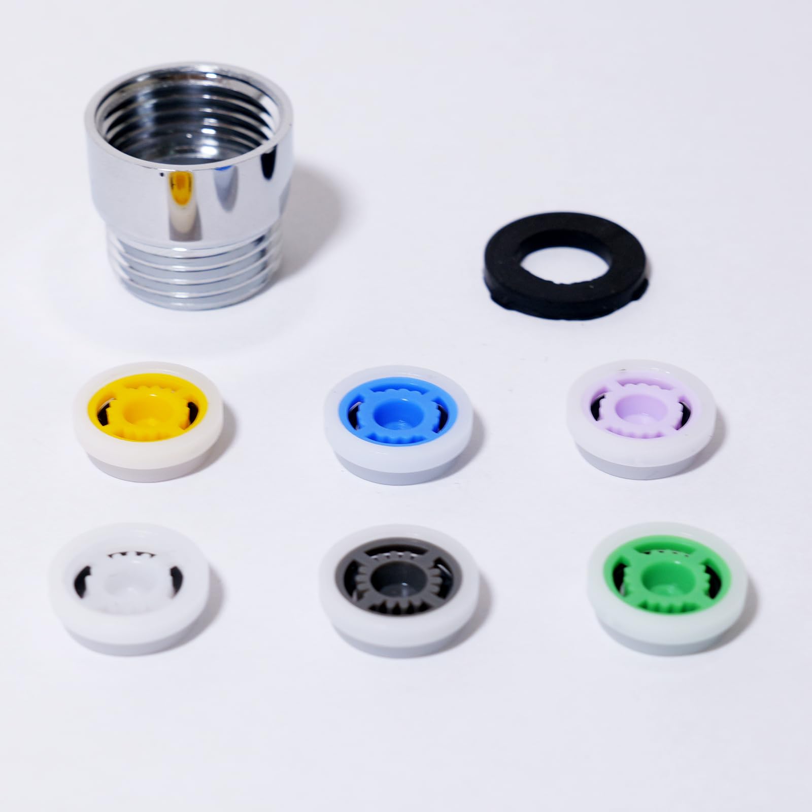 7 Pcs Shower Flow Restrictor, Shower Flow Reducer Limiter Water Flow Saver Adapter Set 1/2 Inch Flow Restrictor Control Valve for Fixed Shower Head Handheld Shower 1.2/1.5/1.8/2/ 2.2/2.5 Gpm