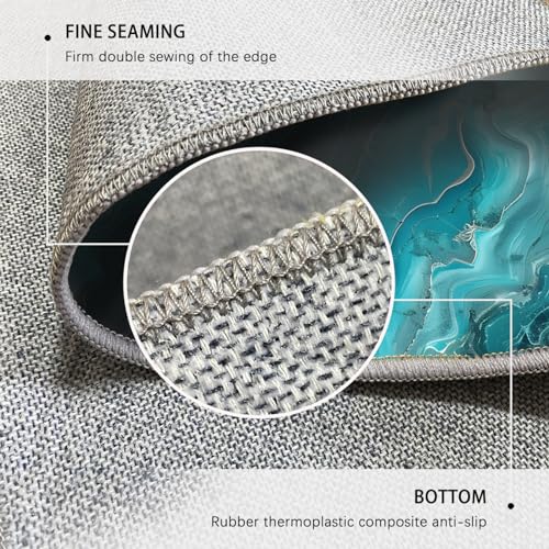 Tapis lavable en machine bleu et marbre abstrait avec envers caoutchouc - 7
