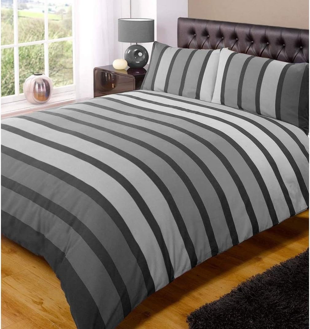 Rapport Soho Plain Striped Duvet Cover Set from B&Q