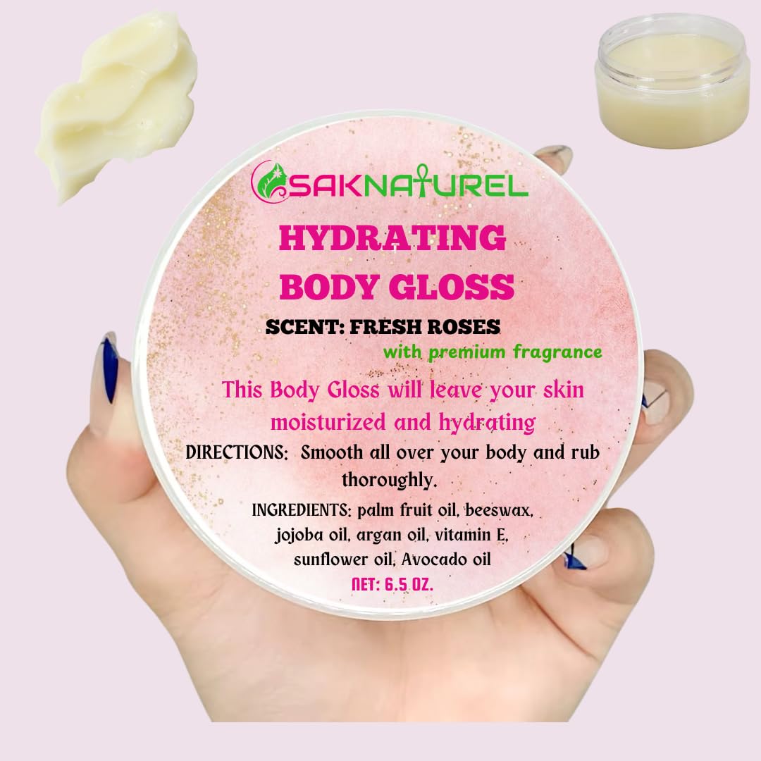 FRESH ROSES SCENT: Hydrating Body Glaze BODY GLOSS Body Butter Body Drops Body Oil, 24-Hour Moisture Skin Care, Lightweight & Non-Greasy, Leaves Skin Soft & Radiant For Dry Skin