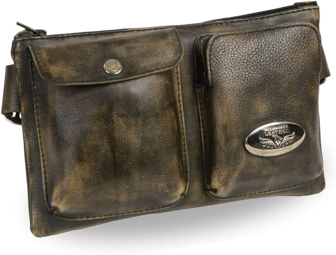Milwaukee Leather MP8825 Women's Distress Brown Leather Belt Bag - One Size