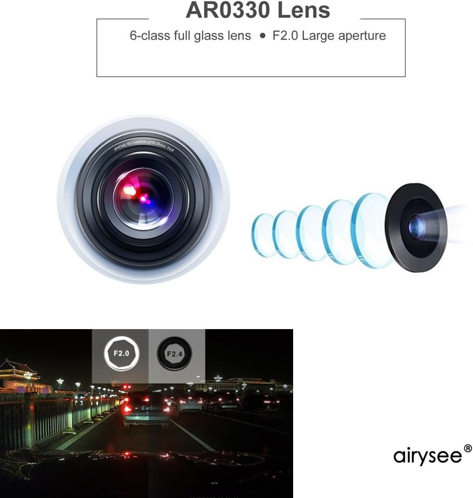 Vehicle On Dash Camera, Airysee B40S-C Capacitor Stealth 1080P Full HD Car Camcorder Covert Versatile DVR Recorder -1.5 Inch LCD Screen - 1 Year Warranty