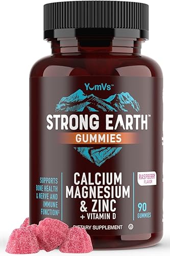 YumVs - Gomitas de calcio, magnesio, zinc y vitamina D | Suplemento masticable para adultos, mujeres y hombres, gomitas halales kosher | gomitas