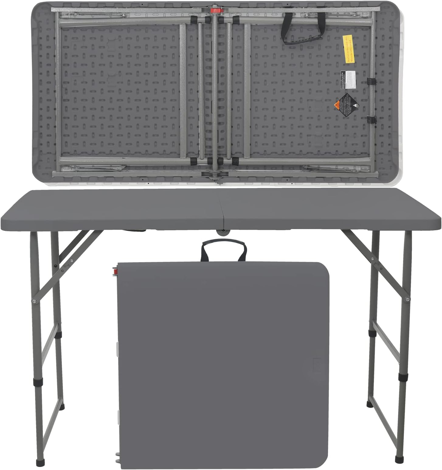 Rainberg 4ft Heavy Duty Folding Table, Picnic table, Camping table, Garden Table, Outdoor Diner, BBQ table. (Grey)