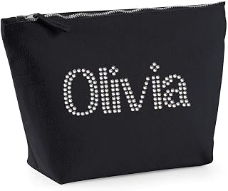 Black Personalised Make up Bag - Makeup Accessory Pouch for Women - Birthday Wedding, Christmas, Anniversary by Varsany