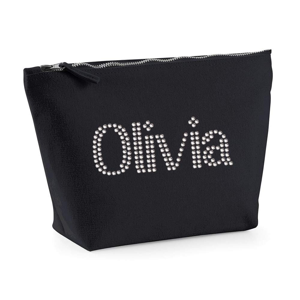 Trousse de Toilette Noire à Cristaux Personnalisables pour Le Maquillage - pour Anniversaire, fête des mères pour Les Enfants - pour Toute Occasion