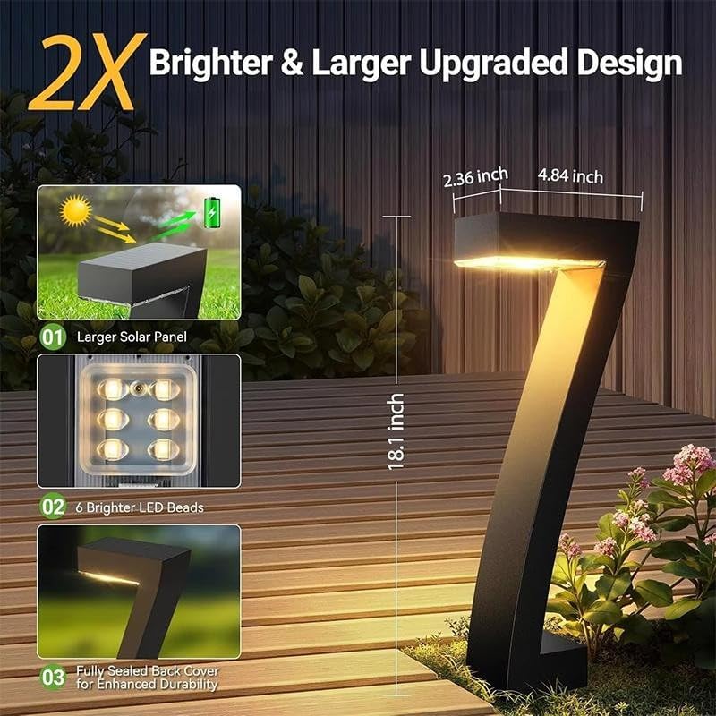 Creative Waterproof Solar Pathway Lights, Bright Solar Path Lights Outside Waterproof, Creative Modern L-Shaped Design, Auto On/Off for Yard Walkway Driveway Landscape Garden Decor (4 Pack)