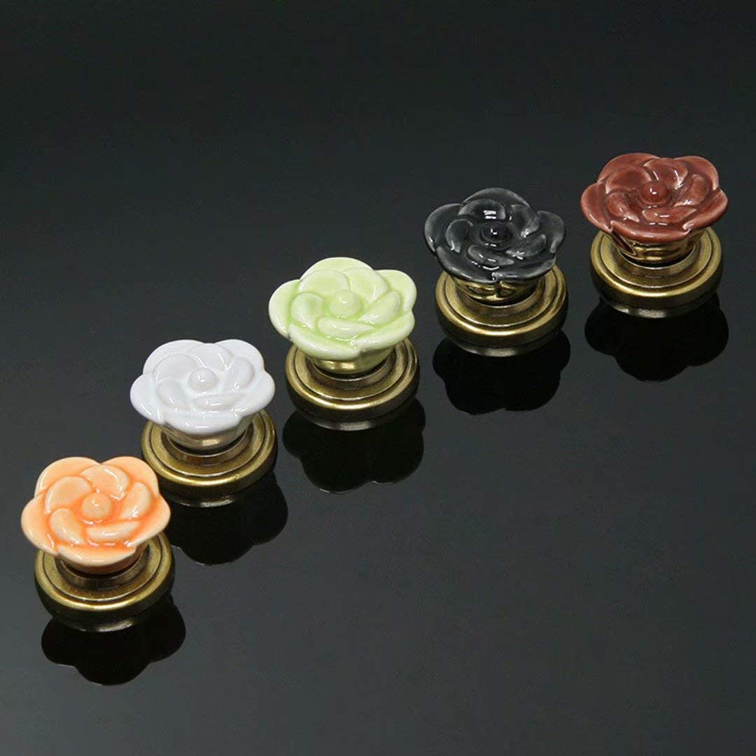Klamki do drzwi, ceramiczne klamki do drzwi, uchwyt do szafki, ceramiczne drzwi do szafy ciągnie klamki do drzwi szuflady szafki, 10 szt (Color : Schwarz, Size : Style A)