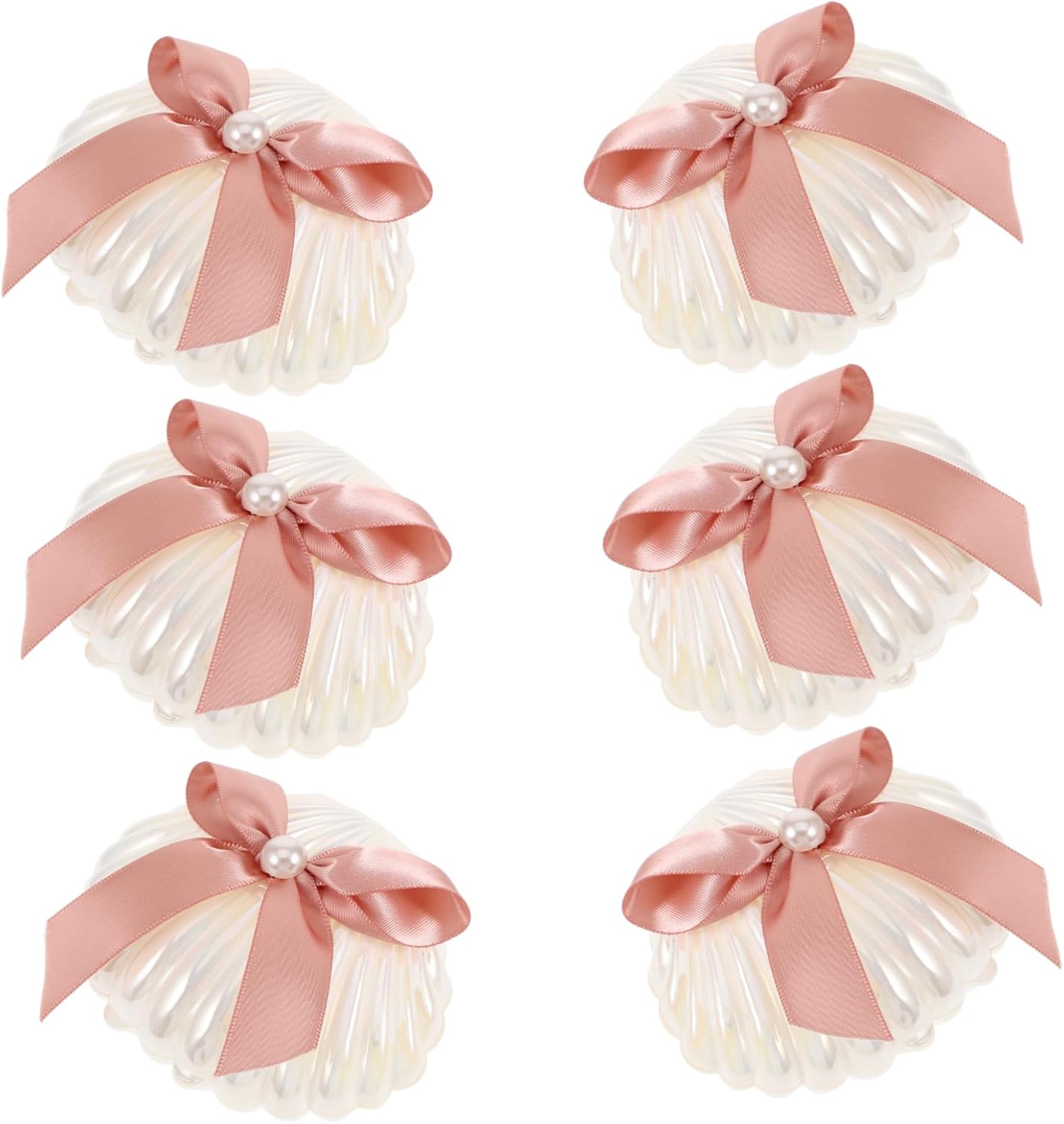 Amosfun 30pcs Seashell Candy Boxes Elegant Plastic Wedding Candy Containers with Ribbons for Birthday Party Favors Unique Shell Design for Special Occasions and