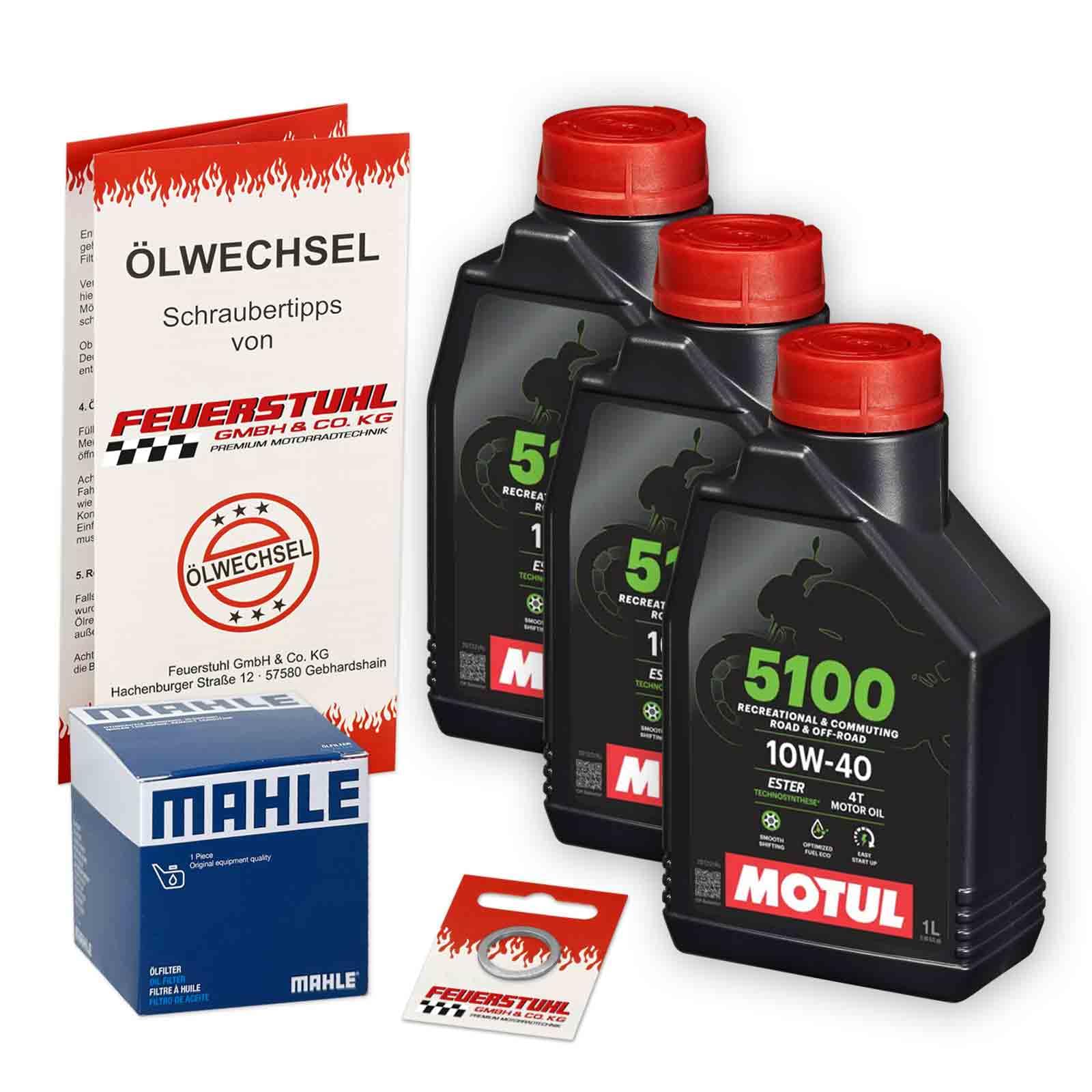 Öl & Ölfilter für Honda CMX 500 Rebel, 2017-2023 (PC56), Ölwechsel Set 10W-40 ESTER Motoröl + Mahle Filter + Dichtring(e)