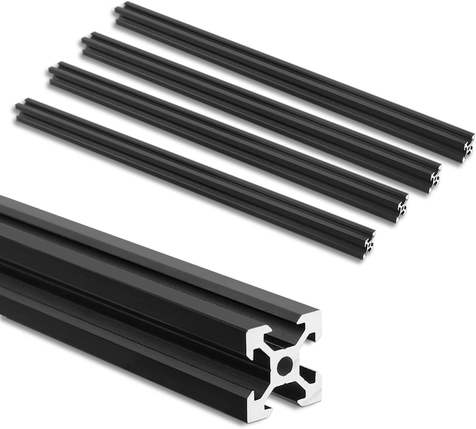 JiGiU 4PCS 400mm T Slot 2020 Aluminum Extrusion European Standard Extruded Aluminum Rail Anodized Linear Rail for DIY 3D Printer and CNC Machine-Black