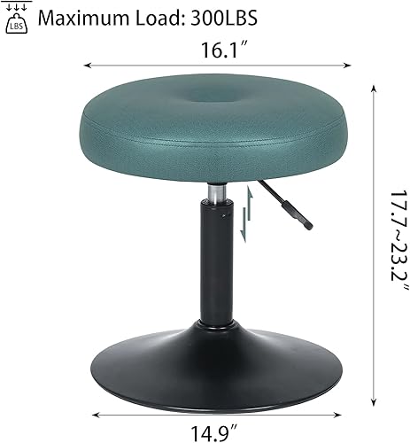Miniatura 3 de Adeco Taburete redondo moderno de color verde malaquita para sala de maquillaje, taburete de piano con base de metal cromado para sala de estar,
