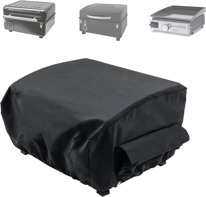 Grill Cover for Traeger Ranger/Scout Series & Blackstone 17" Griddle–BAC475 | Fits Traeger Ranger/Scout & Blackstone 17" Griddles, Replaces BAC475, 600D Waterproof,Side Pocket, Elastic Bottom