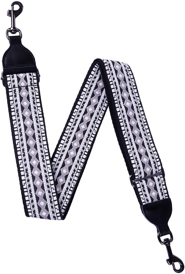 rayzm Banjo Embroidery, Jacquard Woven Cotton Banjo Strap with Metal Clip Hooks, Width 5 cm, Adjustable Length
