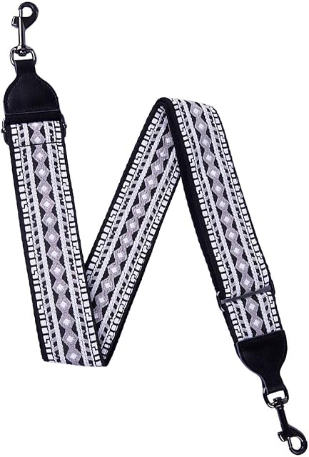 rayzm Pasek Banjo Embroidery, Żakardowy bawełniany pasek do banjo, haczyki z metalowym klipsem, szerokość 5 cm, regulowana długość