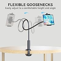 Vista 7 de KDD Gooseneck Tablet Stand, 360° Adjustable Phone & iPad Holder for Bed and Desk, Flexible Arm Mount Clip for Video Recording, Bedside & Headboard