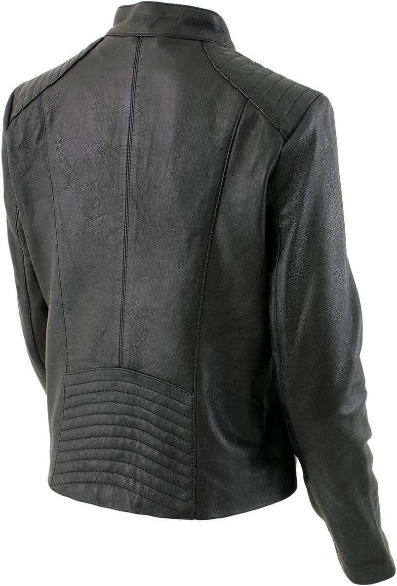 Milwaukee Leather LKL2735 Women's Black Premium Leather Scuba Style Biker Jacket w/Mandarin Collar - Image 7