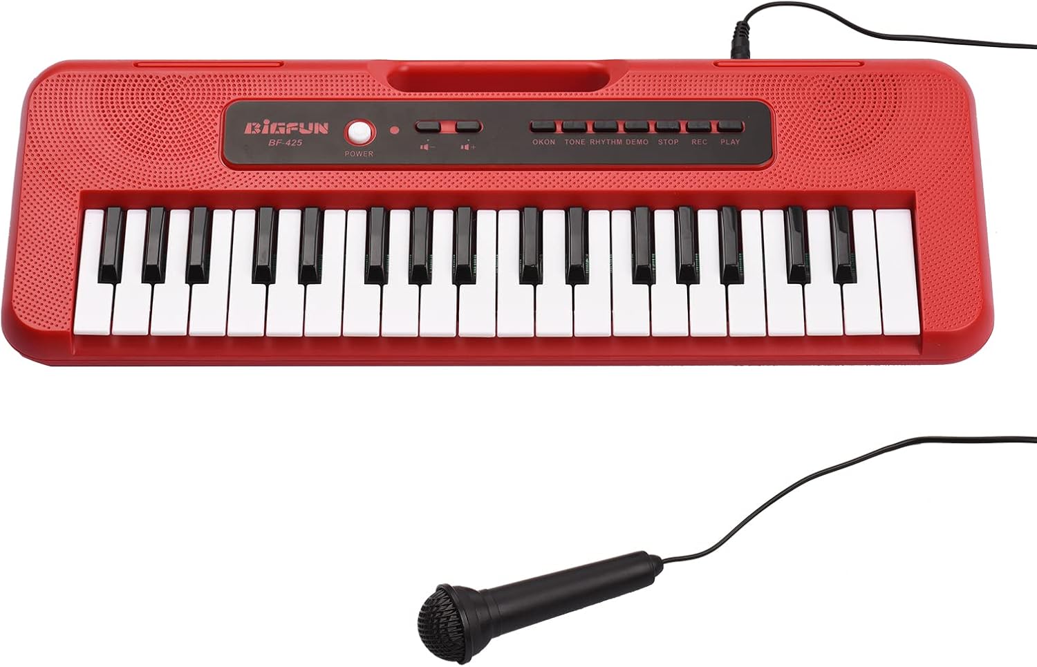 Btuty Piano electrónico de 37 teclas con micrófono preestablecido, 10 demostraciones, soporta grabación de auriculares/AUX en teclado jack, regalos musicales para niños y niñas
