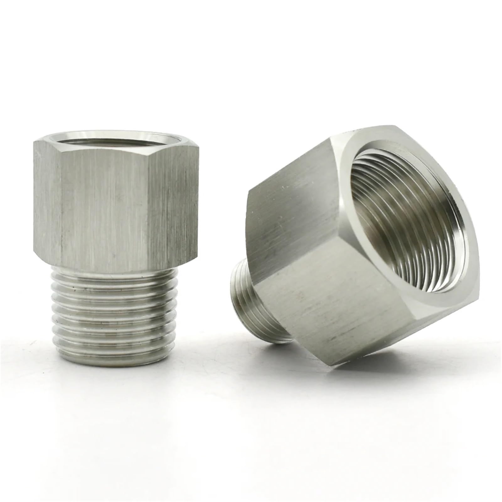 1 unids BSPT rosca interior rosca exterior acero inoxidable 304 Reductor de acoplamiento hexagonal Conversión Conector de alta tensión (1l2 (M) a 1l4 (F) pulgadas