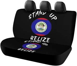 Vintage Stand Up Belize Belizean Flag Car Back Seat Cover Cars High Stretchy Rear Seat Split Bench Cushion Covers for Trucks Universal Auto Interior Accessories
