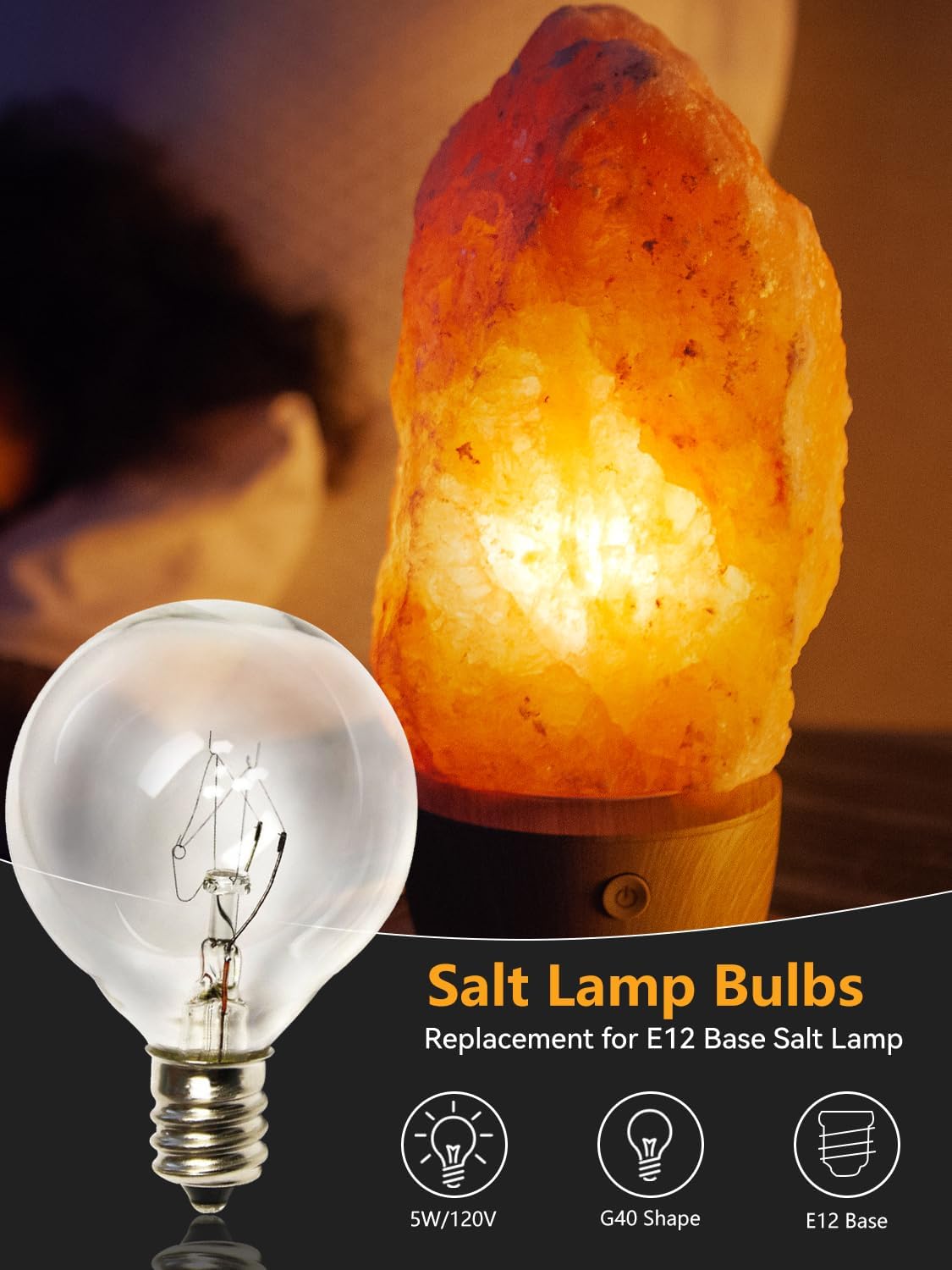 SUNSGNE Clear Globe G40 Bulbs Replacement Screw Base Light Bulbs 1.5-Inch, 5 Watt - Fits E12 and C7 Sockets, 25 Pack