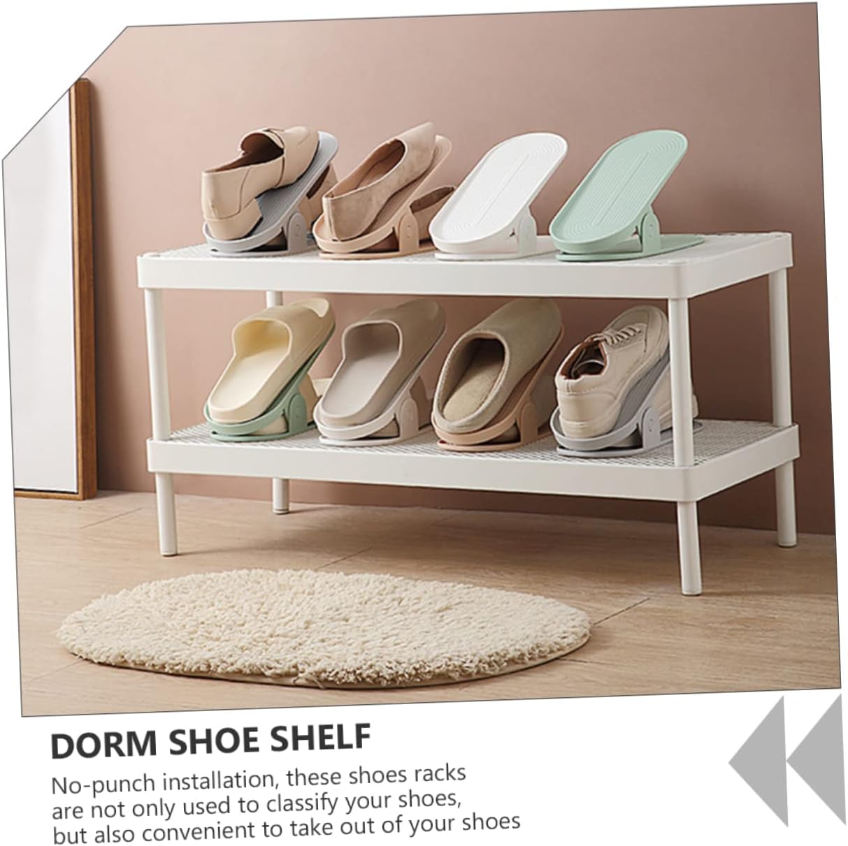 Cute Compact Shoe Rack 2 Layer Shoe Organizer Bin for Slipper Bracket Style