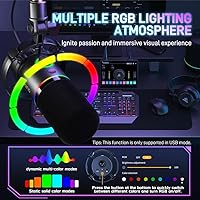 Vista 4 de MAONO XLR/USB - Micrófono dinámico para juegos RGB con software, silencio, perilla de ganancia, control de volumen y conector para auriculares
