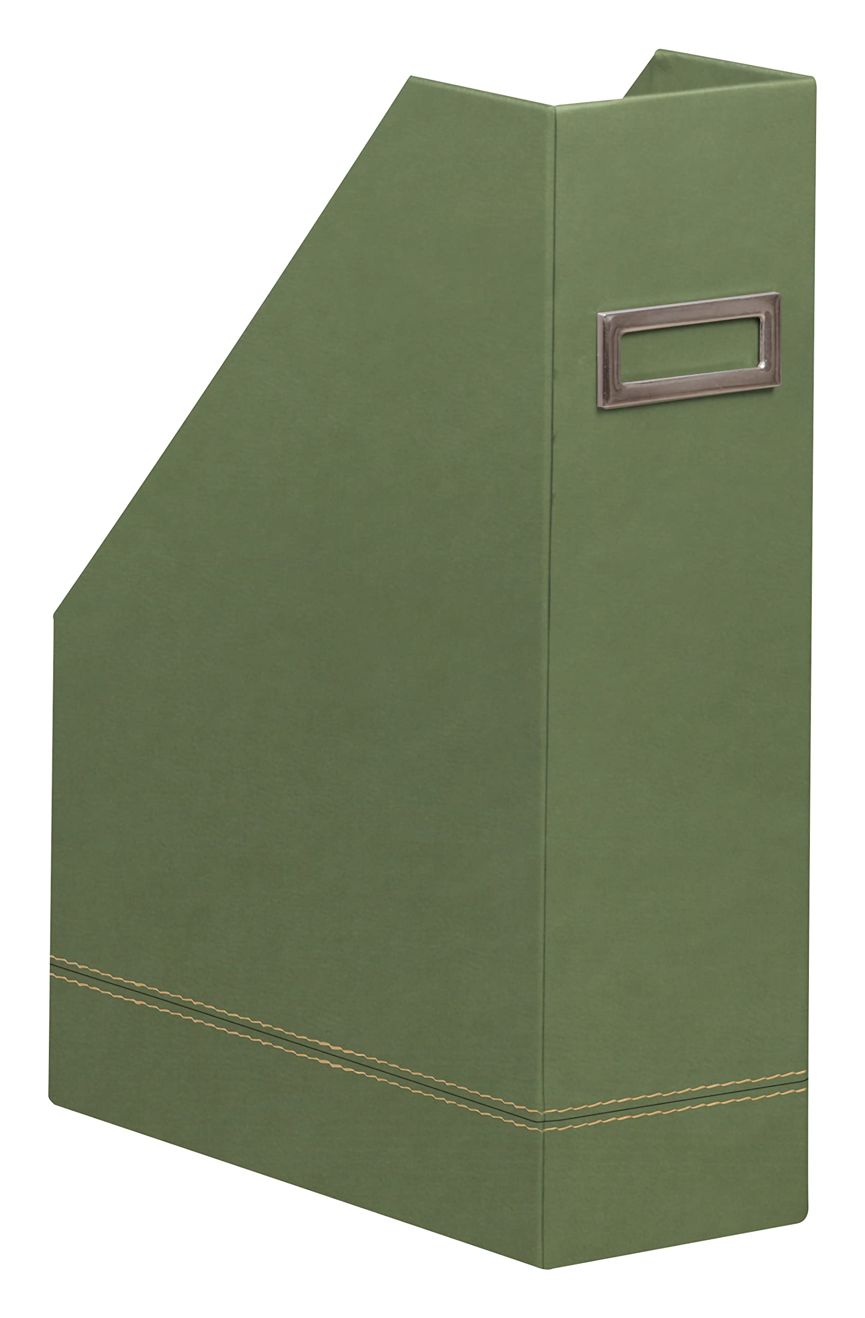 Porta Riviste Rhodia Salvia - 10x25x31cm, Simil Cuoio, Cucitura Arancione, Per Ufficio E Casa - Foto 5