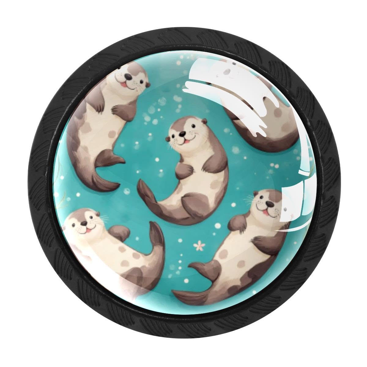 HEOEH 4 PCS Kitchen Cabinet Knobs, Cute Otter Drawer Knobs Dresser Handles